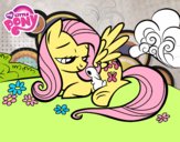 Fluttershy con un conejito