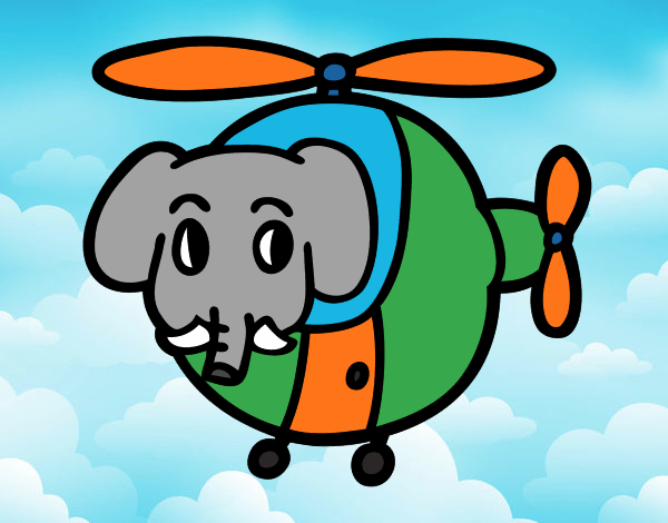 Helióptero con elefante