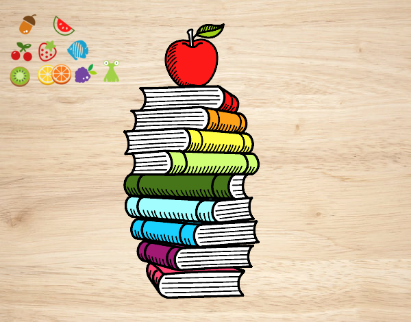 Libros y manzana