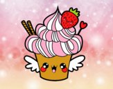 Cupcake kawaii con fresa