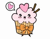 Cupcake kawaii con lazo