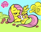 Fluttershy con un conejito