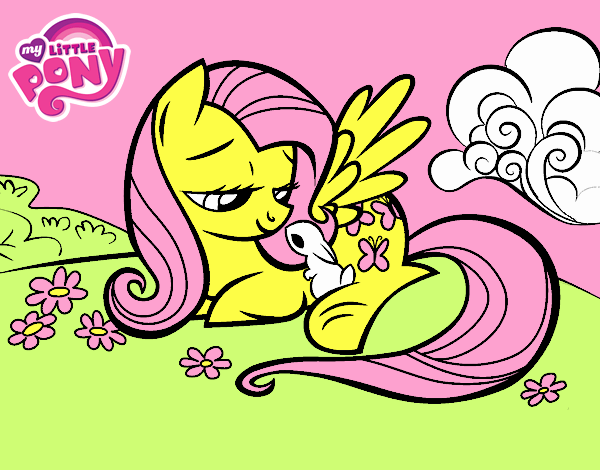 Fluttershy con un conejito