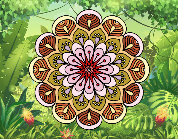 Mandala flor y hojas