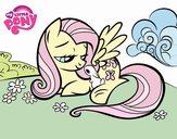 Fluttershy con un conejito