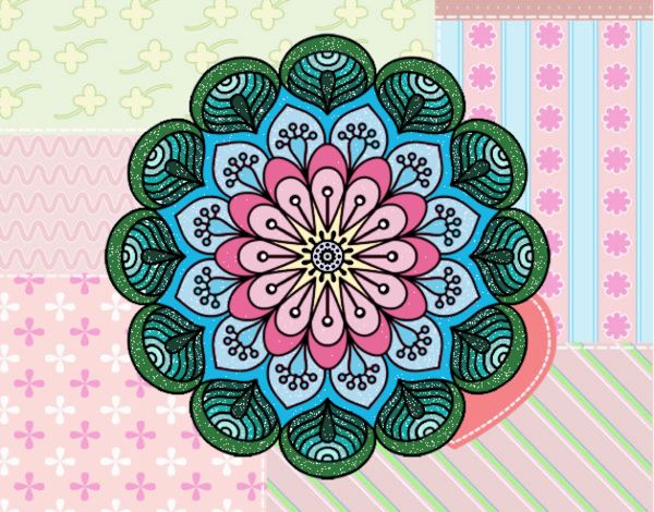 Mandala flor y hojas