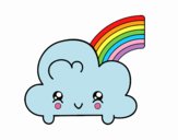 Nube con arco iris kawaii