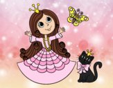 Princesa con gato y mariposa