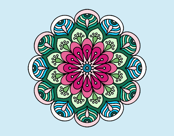 Mandala flor y hojas