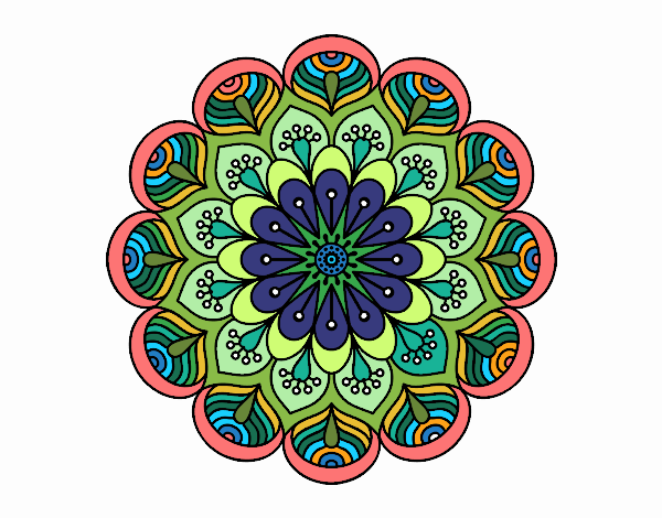 Mandala flor y hojas