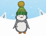 Pingüino con gorro de invierno