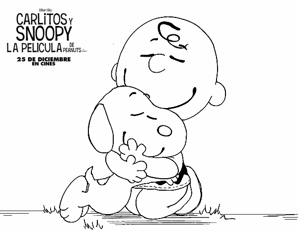 Snoopy y Carlitos abrazados