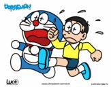 Doraemon y Nobita corriendo