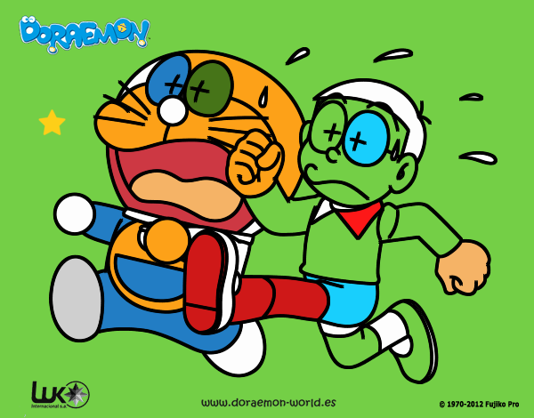 Doraemon y Nobita corriendo