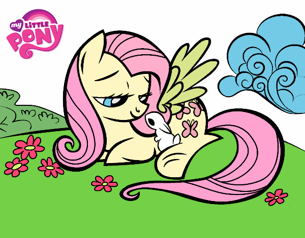 Fluttershy con un conejito