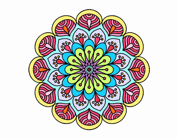 Mandala flor y hojas