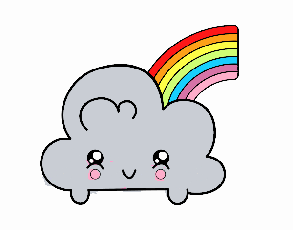 Nube con arco iris kawaii