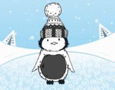 Pingüino con gorro de invierno