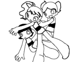 Dibujo de 3 chicas para colorear