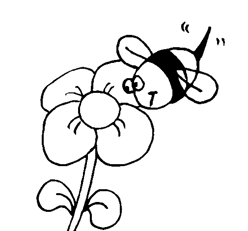 Dibujo de Abeja y flor para Colorear