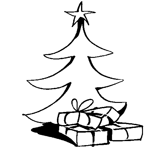 Dibujo de Abeto y regalos para Colorear
