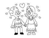 Dibujo de Abuelos amorosos para colorear