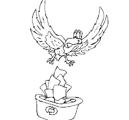 Dibujo de Águila reciclando para Colorear