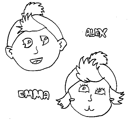 Dibujo de Alex y Emma para Colorear