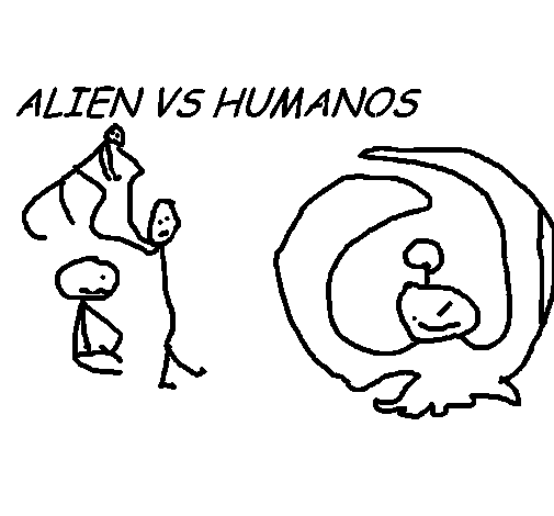 Dibujo de Alien VS Humanos para Colorear