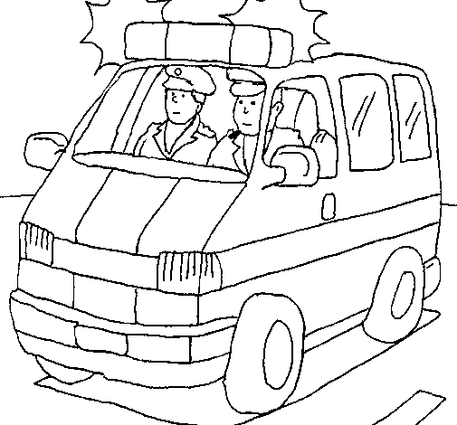 Dibujo de Ambulancia en servicio para Colorear