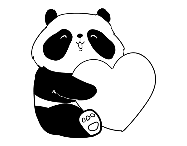 Dibujo de Amor Panda para Colorear 