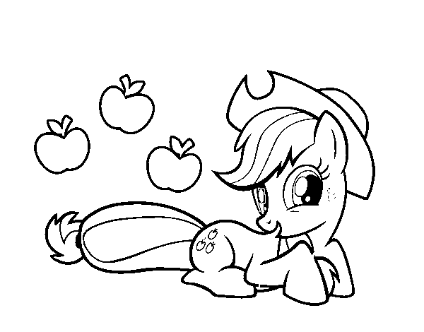 Dibujo de Applejack y sus manzanas para Colorear