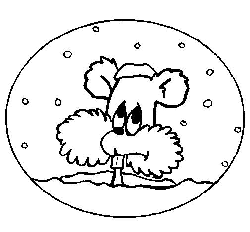 Dibujo de Ardilla en bola de nieve para Colorear