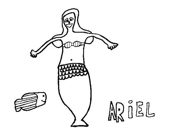 Dibujo de Ariel y pez para Colorear
