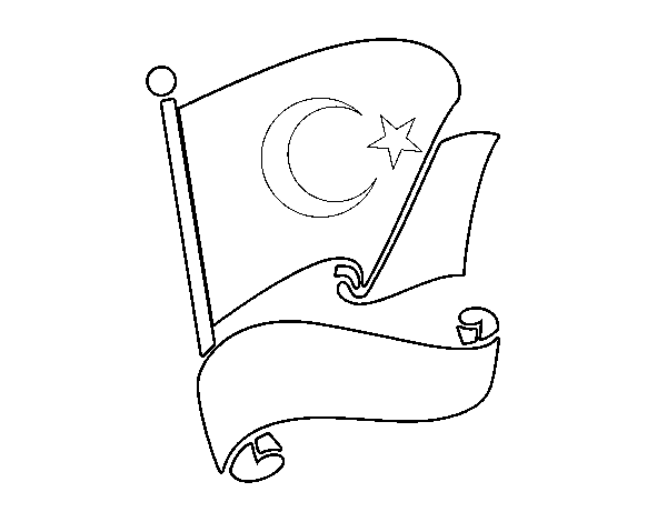 Dibujo de Bandera de Turquía para Colorear