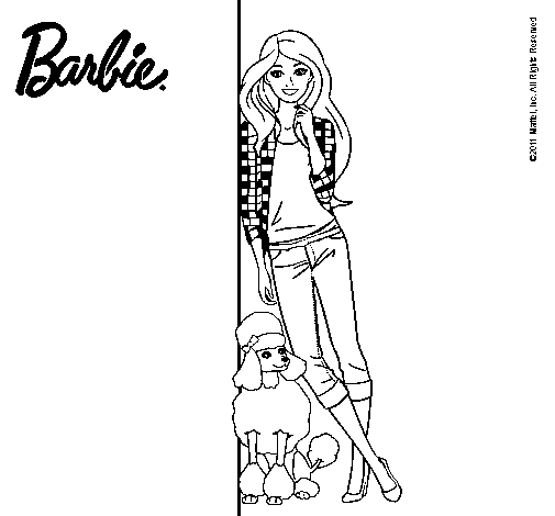  Dibujo de Barbie con cazadora de cuadros para Colorear