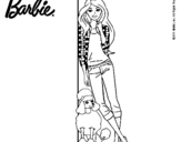 Dibujo de Barbie con cazadora de cuadros para colorear