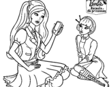 Dibujo de Barbie con el teléfono móvil para colorear
