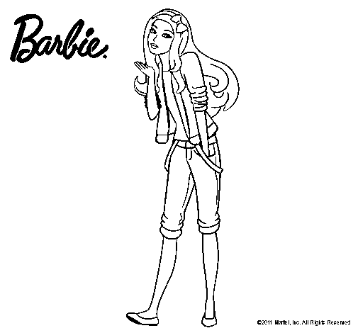 Dibujo de Barbie con look casual para Colorear