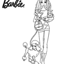 Dibujo de Barbie con sus mascotas para colorear