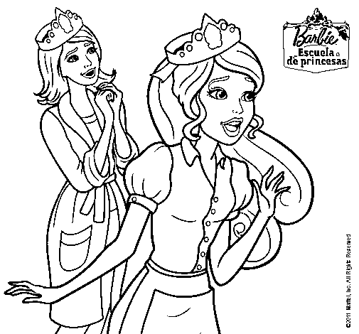 Dibujo de Barbie con una corona de princesa para Colorear