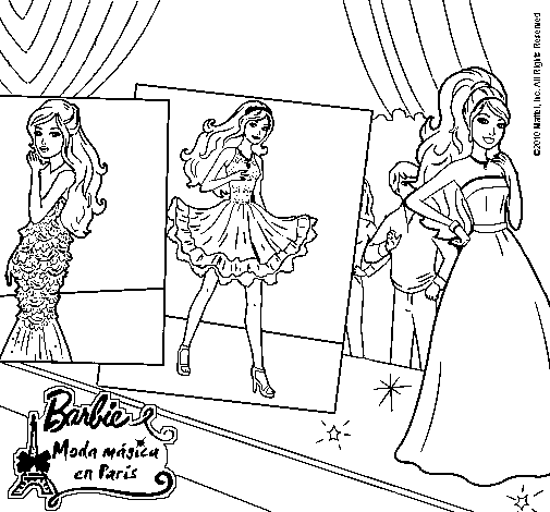 Dibujo de Barbie, desfilando por la pasarela para Colorear