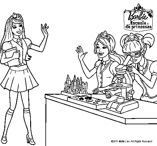 Dibujo de Barbie en el laboratio para Colorear