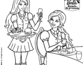 Dibujo de Barbie en la hamburguesería para colorear