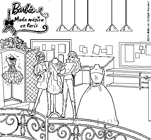 Dibujo de Barbie en la tienda para Colorear 