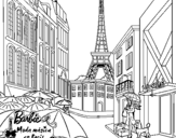 Dibujo de Barbie en la Torre Eiffel para colorear