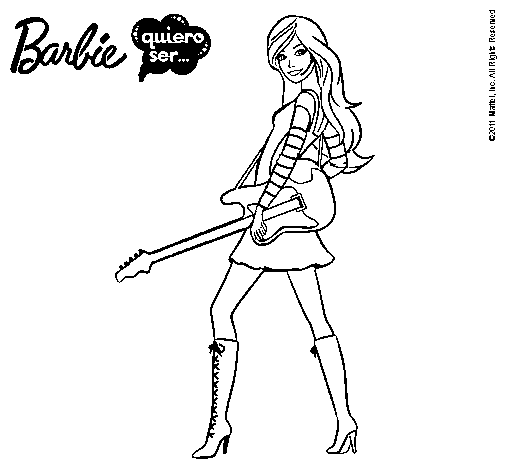 Dibujo de Barbie la rockera para Colorear