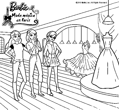 Dibujo de Barbie mirando vestidos para Colorear 