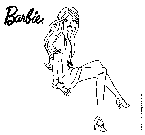 Dibujo de Barbie sentada para Colorear