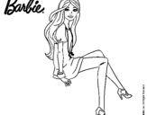 Dibujo de Barbie sentada para colorear